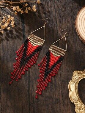 Bohemian Triangle Statement Beaded Earrings